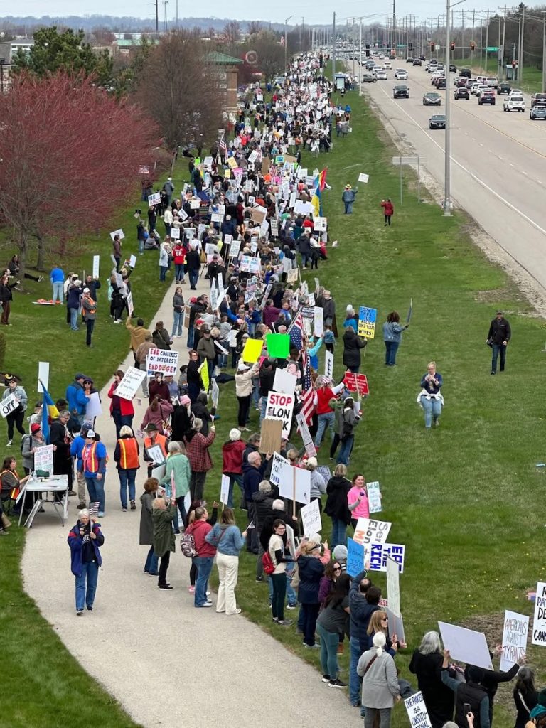 Aerial View of No Kings Rally Protesters